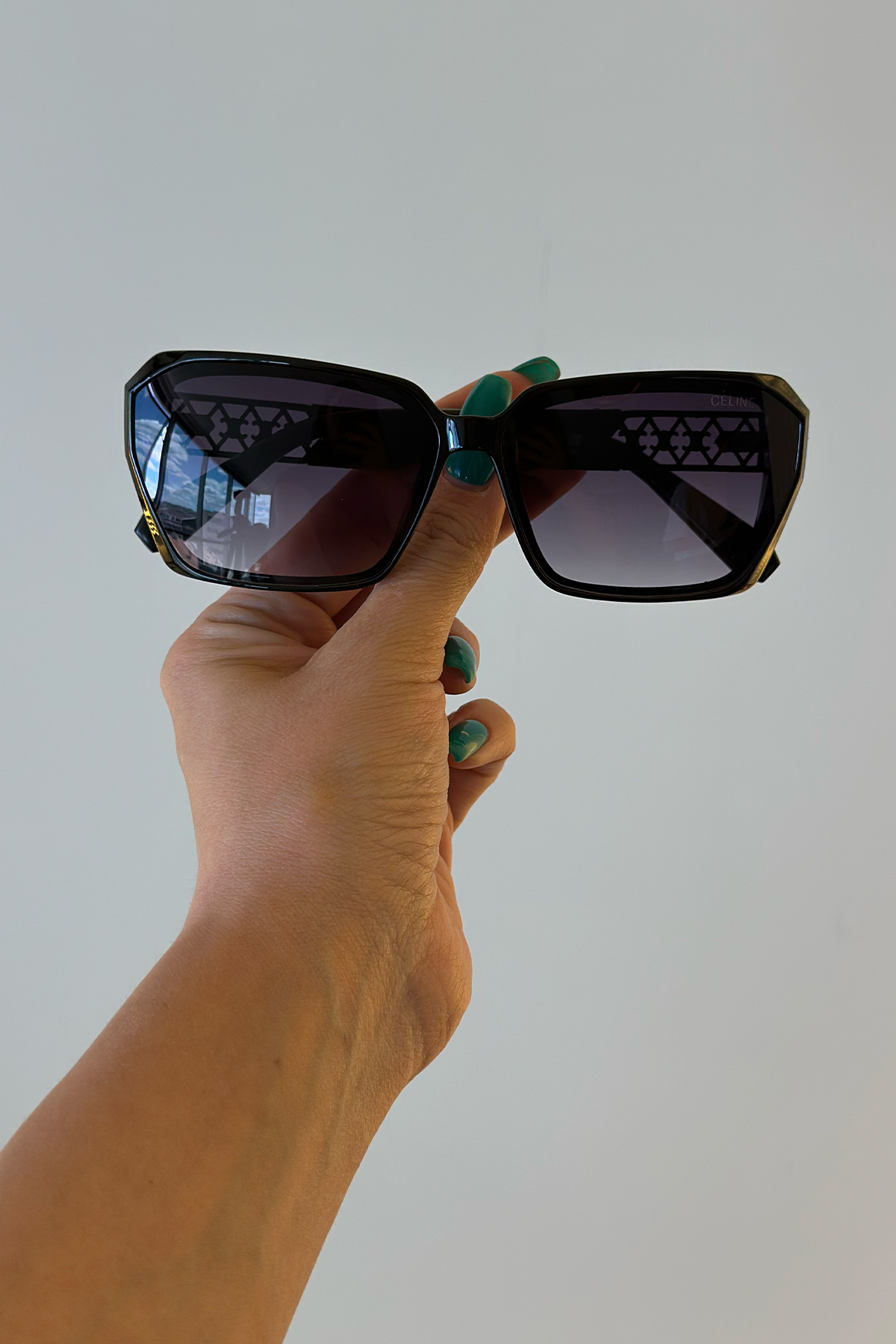 Cln - Güneş Gözlüğü Siyah Üç Logo Detay Lacivert Cam 07-2025-1