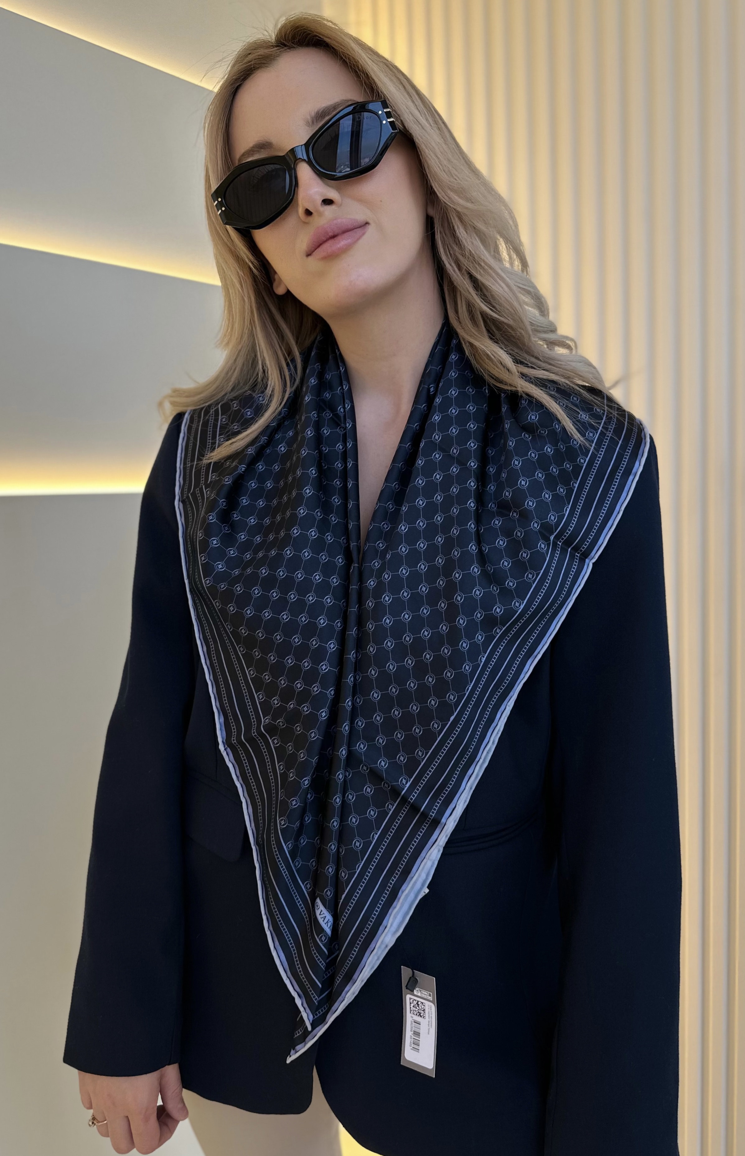 Vkk - Monogram Twill Şal Lacivert