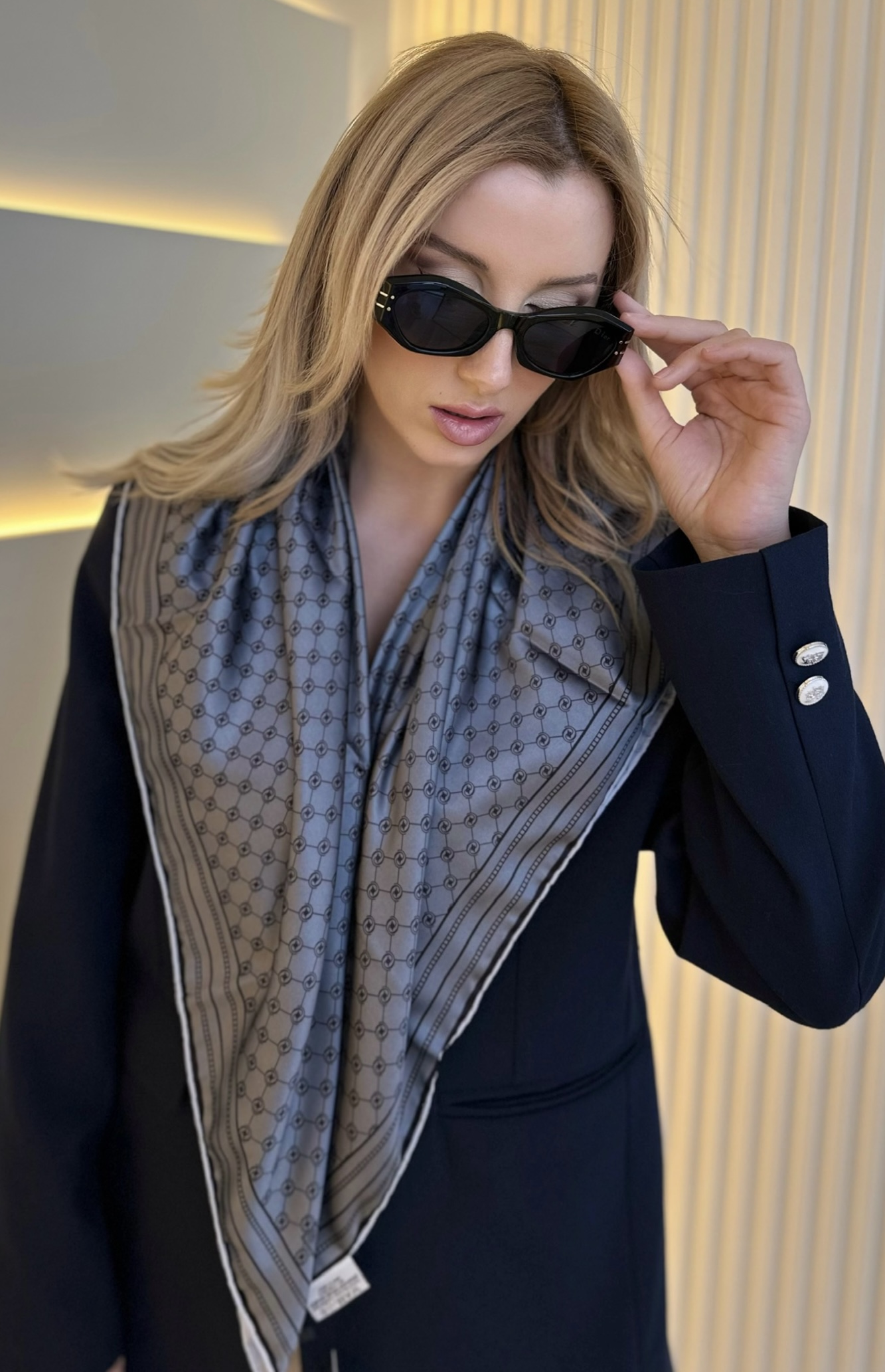 Vkk - Monogram Twill Şal Antrasit