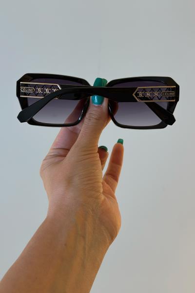 Cln - Güneş Gözlüğü Siyah Üç Logo Detay Lacivert Cam 07-2025-1