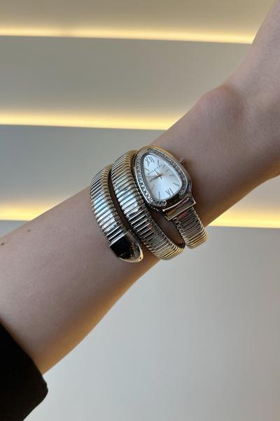 Bvlg - Snake Saat Gümüş Beyaz Detay