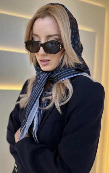 Vkk - Monogram Twill Şal Lacivert